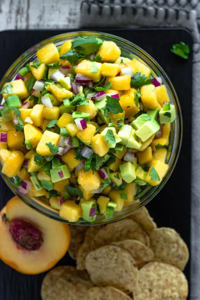 fresh avocado peach salsa