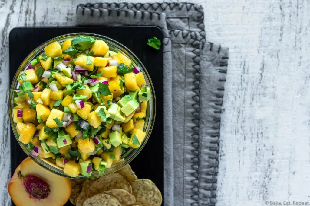 fresh avocado peach salsa