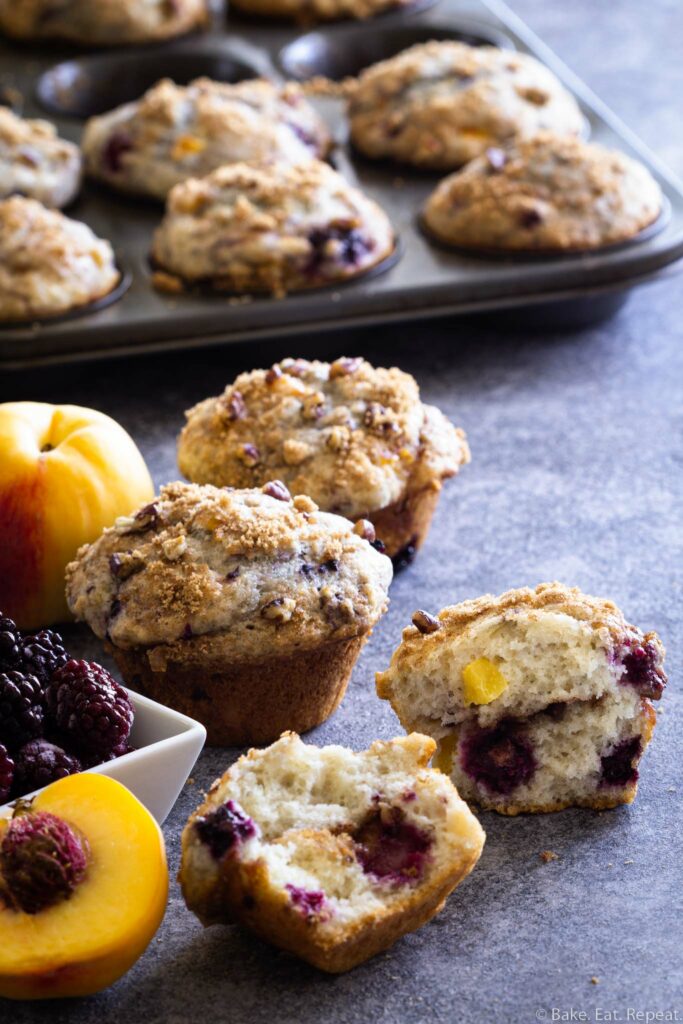 blackberry peach coffeecake muffins