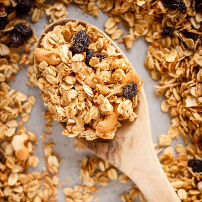 This homemade coconut granola is so fast and easy to make and is easily customizable. Healthy and delicious, it's the perfect breakfast or snack!