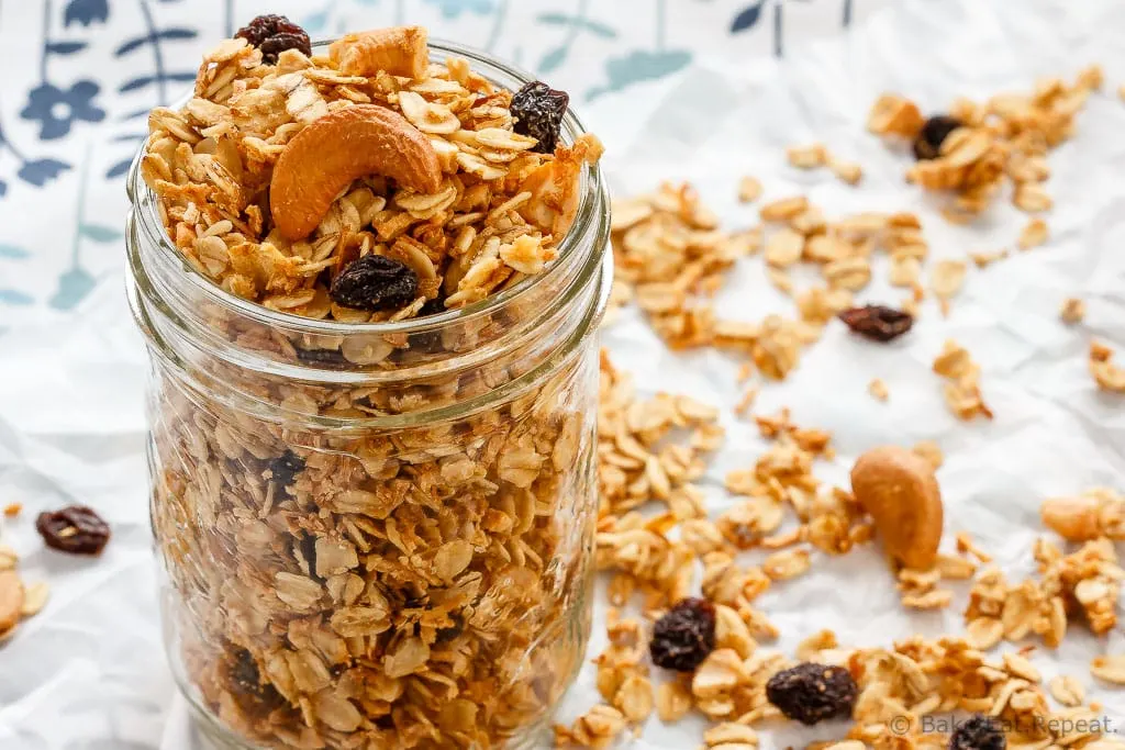 This homemade coconut granola is so fast and easy to make and is easily customizable. Healthy and delicious, it's the perfect breakfast or snack!