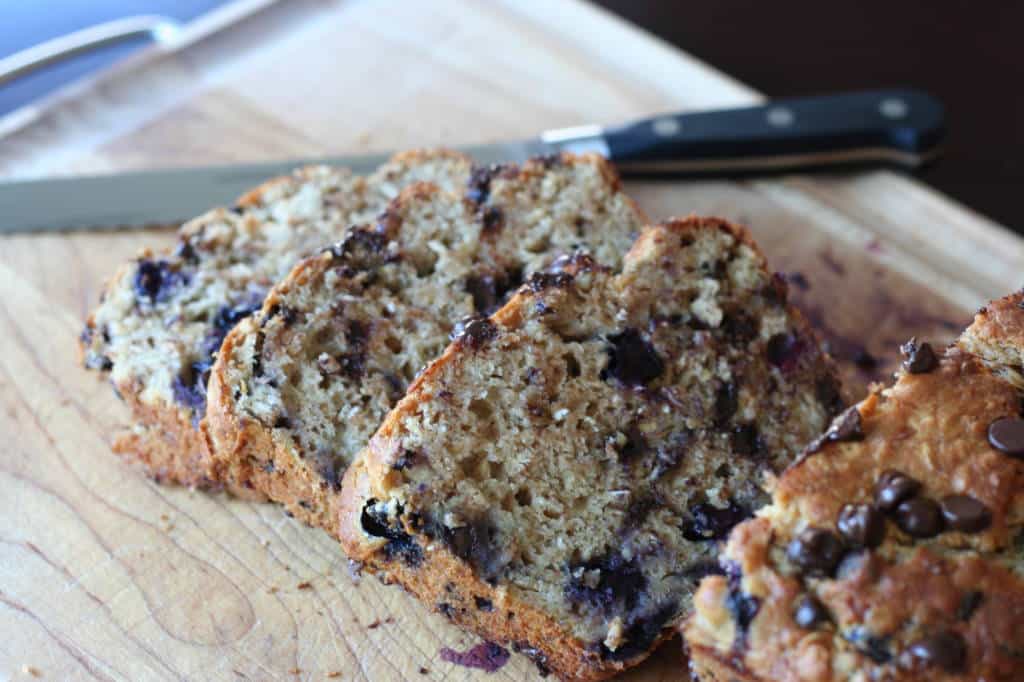 Blueberry Chocolate Chip Banana Oat Bread