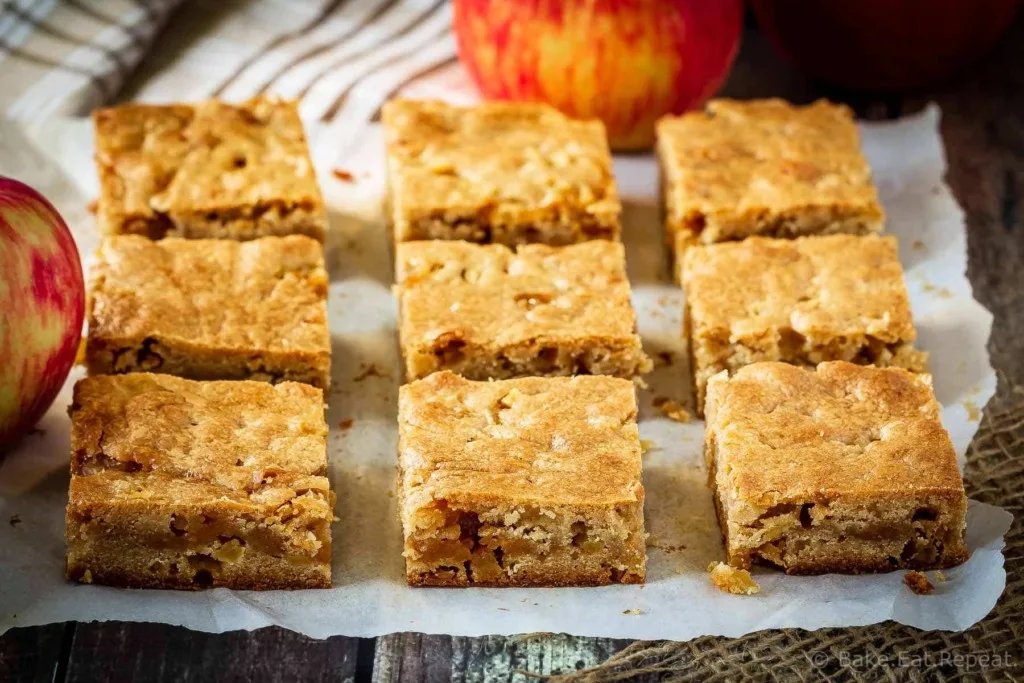 These caramel apple blondies are soft and chewy and filled with apples, cinnamon and salted caramel sauce. They mix up quickly and disappear just as fast!