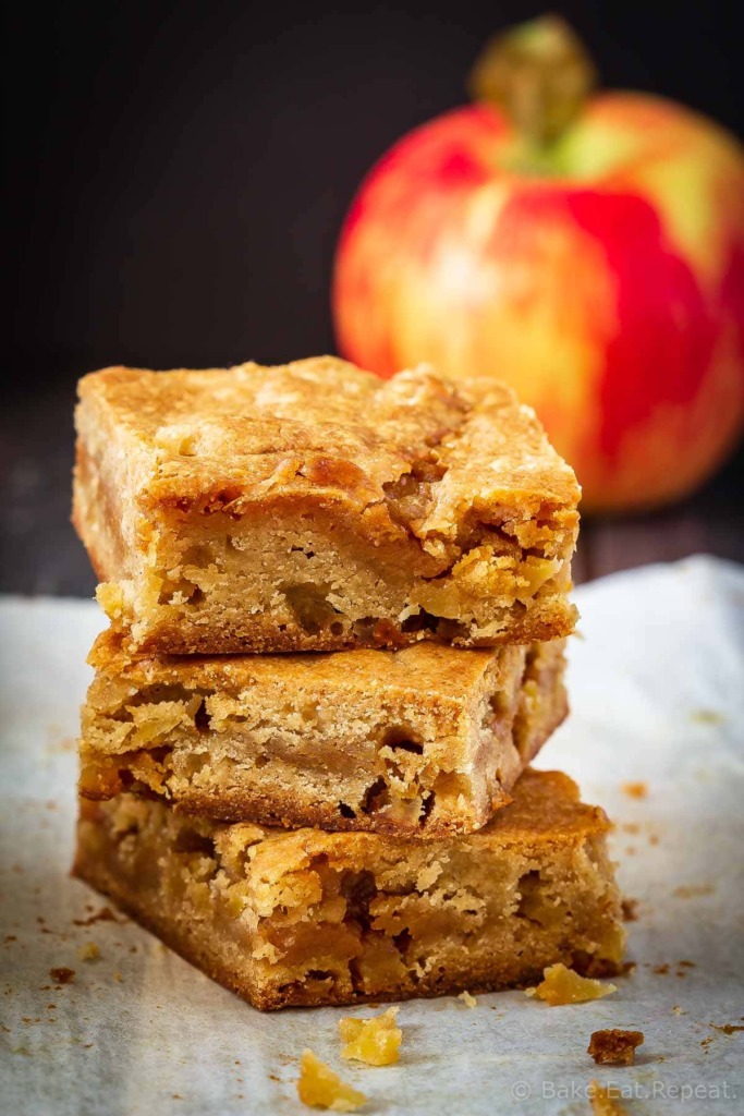 These caramel apple blondies are soft and chewy and filled with apples, cinnamon and salted caramel sauce. They mix up quickly and disappear just as fast!