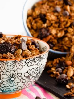 Chocolate Cherry Granola - Quick and easy to make, this homemade chocolate cherry granola is a fantastic breakfast or snack, and it’s healthier then the store-bought kind!