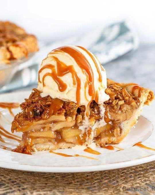 This caramel apple crisp pie is the perfect dessert when you can't decide between apple pie and apple crisp - just make both!