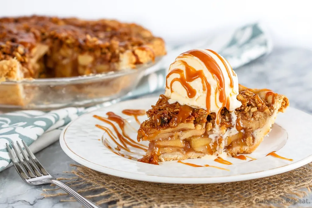 This caramel apple crisp pie is the perfect dessert when you can't decide between apple pie and apple crisp - just make both!