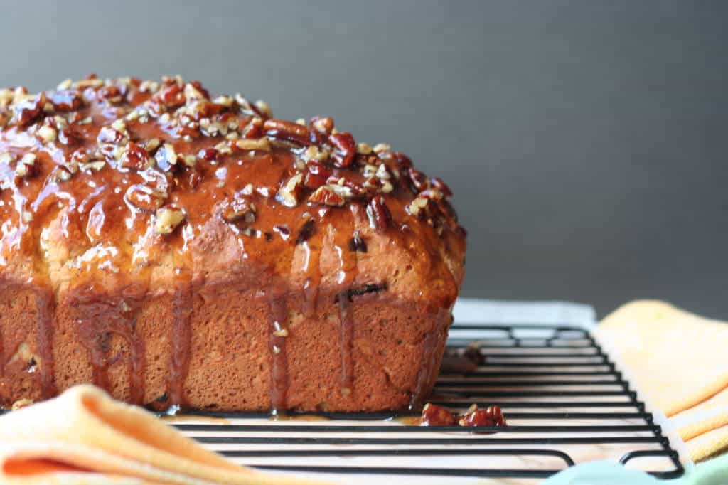 Whole Wheat Pumpkin Bread with a Maple Pecan Glaze