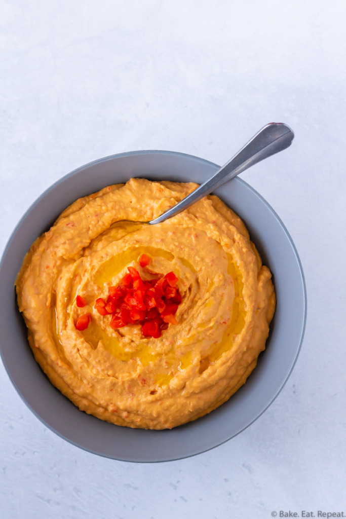 homemade roasted red pepper hummus