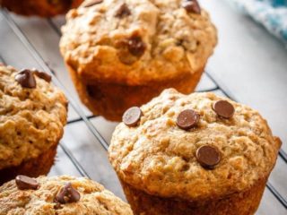 These chocolate chip banana oatmeal muffins are super easy to make. Filled with oats, whole wheat flour, and bananas - they're healthy enough for breakfast!