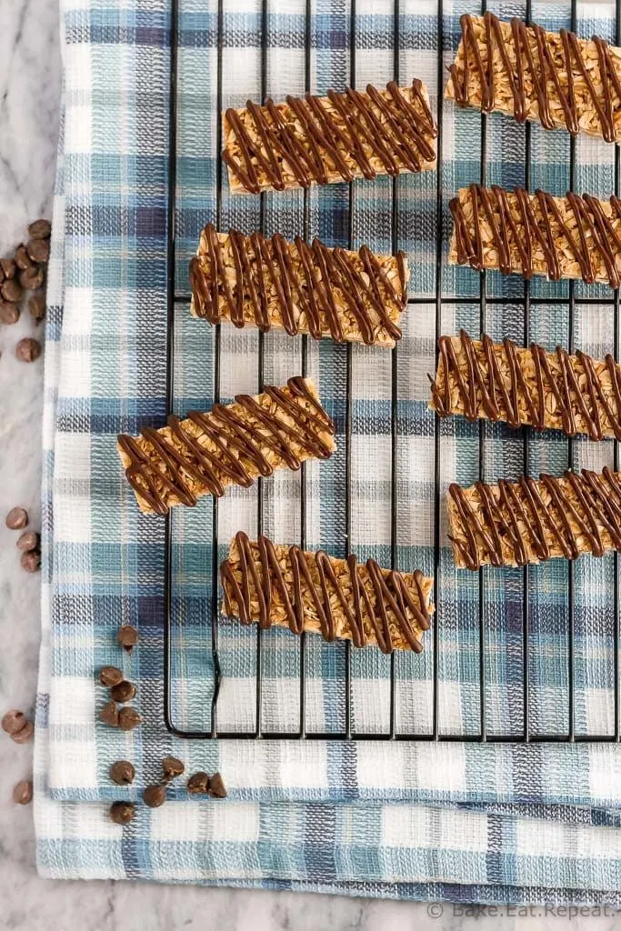 These homemade chewy coconut granola bars are quick and easy to make and are perfect to have on hand for tucking into the kids lunch boxes!