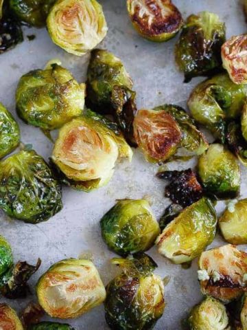 Honey Garlic Roasted Brussels Sprouts