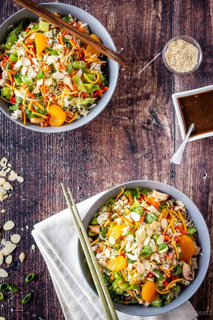 Two bowls of Asian chopped salad