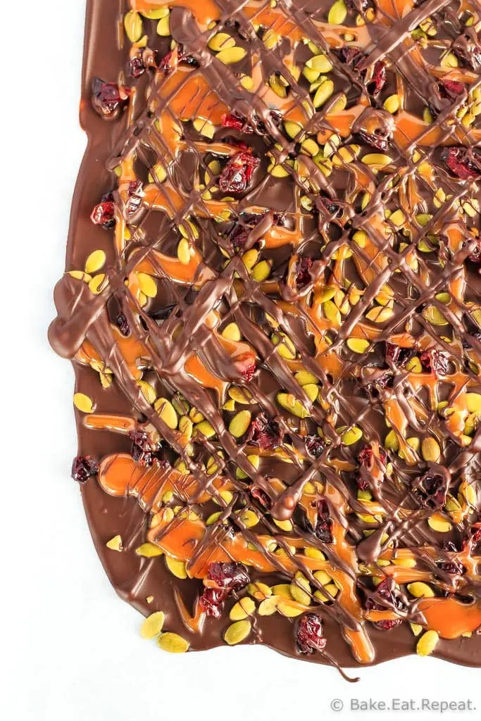 This cranberry, pumpkin seed and salted caramel bark is a super quick and easy homemade treat to make - and everyone will love it!