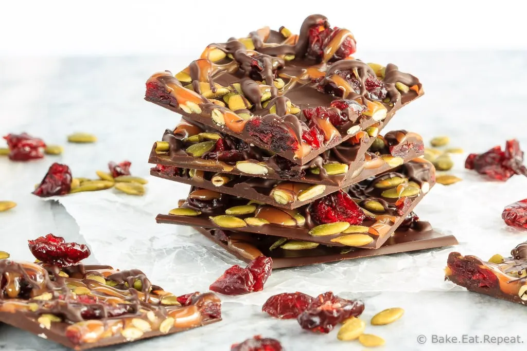 This cranberry, pumpkin seed and salted caramel bark is a super quick and easy homemade treat to make - and everyone will love it!