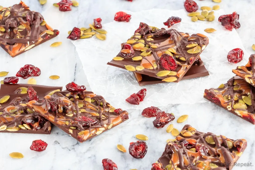 This cranberry, pumpkin seed and salted caramel bark is a super quick and easy homemade treat to make - and everyone will love it!