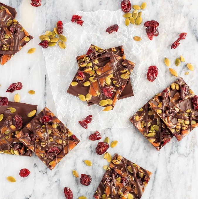 This cranberry, pumpkin seed and salted caramel bark is a super quick and easy homemade treat to make - and everyone will love it!