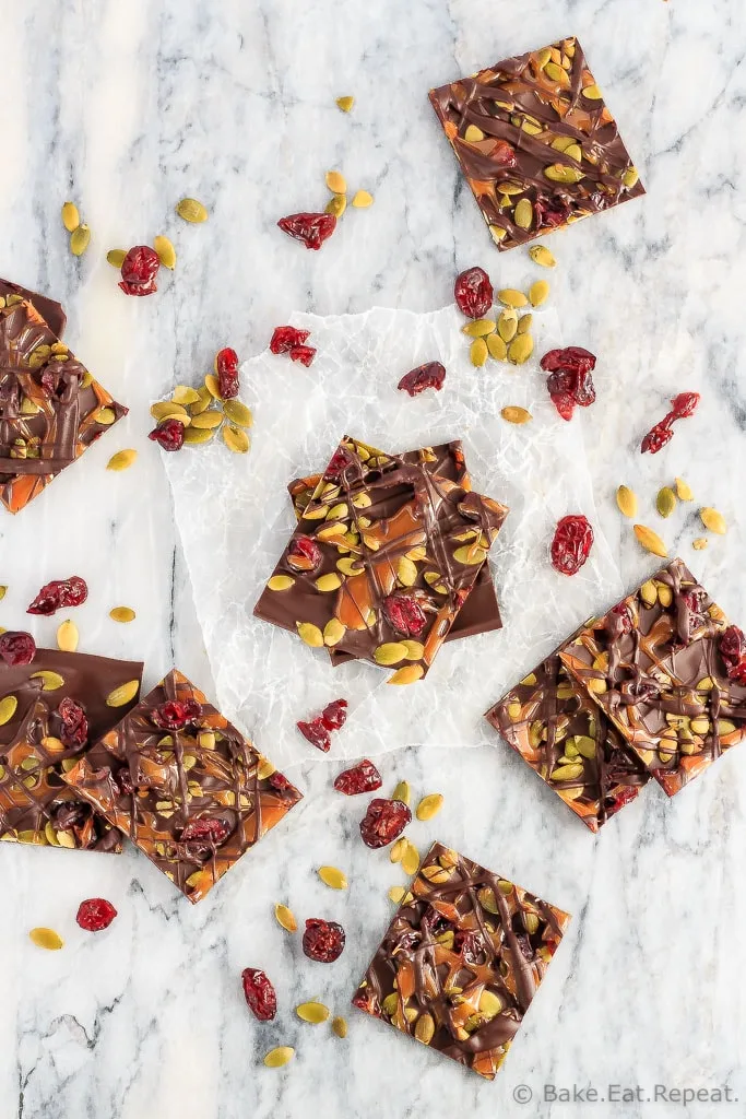 This cranberry, pumpkin seed and salted caramel bark is a super quick and easy homemade treat to make - and everyone will love it!