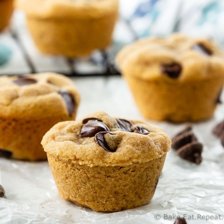 Chewy Chocolate Chip Peanut Butter Cookie Cups