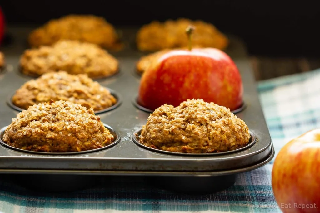 These apple cinnamon muffins are low in sugar and are made with no oil or butter. Filled with oats and apples they're hearty, delicious muffins that are healthy enough for breakfast. They also freeze well for easy grab and go snacks!