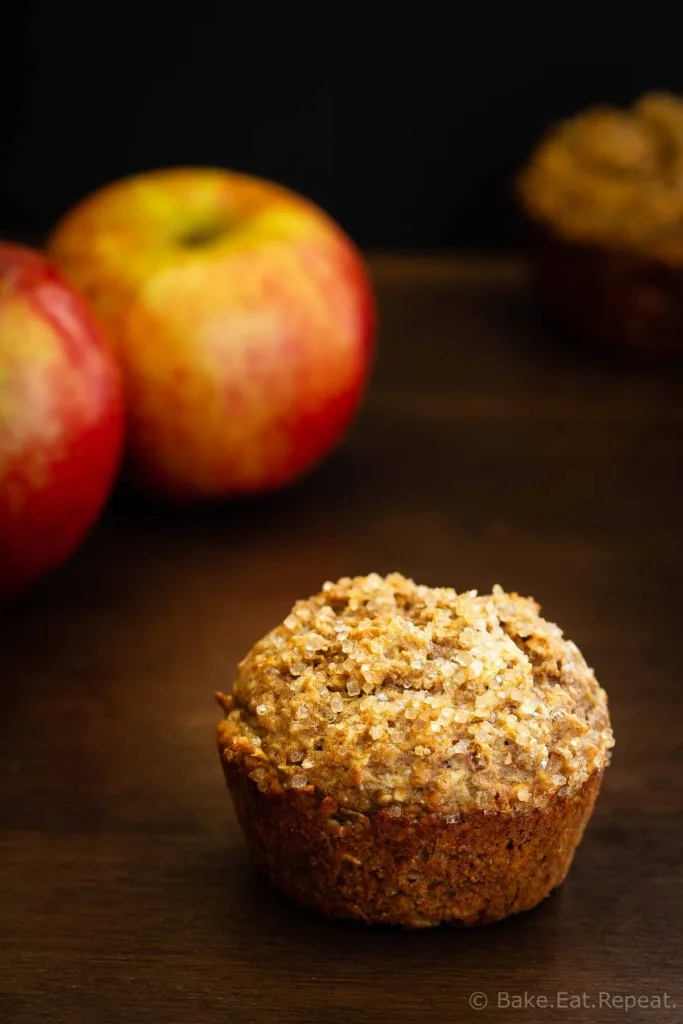 These apple cinnamon muffins are low in sugar and are made with no oil or butter. Filled with oats and apples they're hearty, delicious muffins that are healthy enough for breakfast. They also freeze well for easy grab and go snacks!