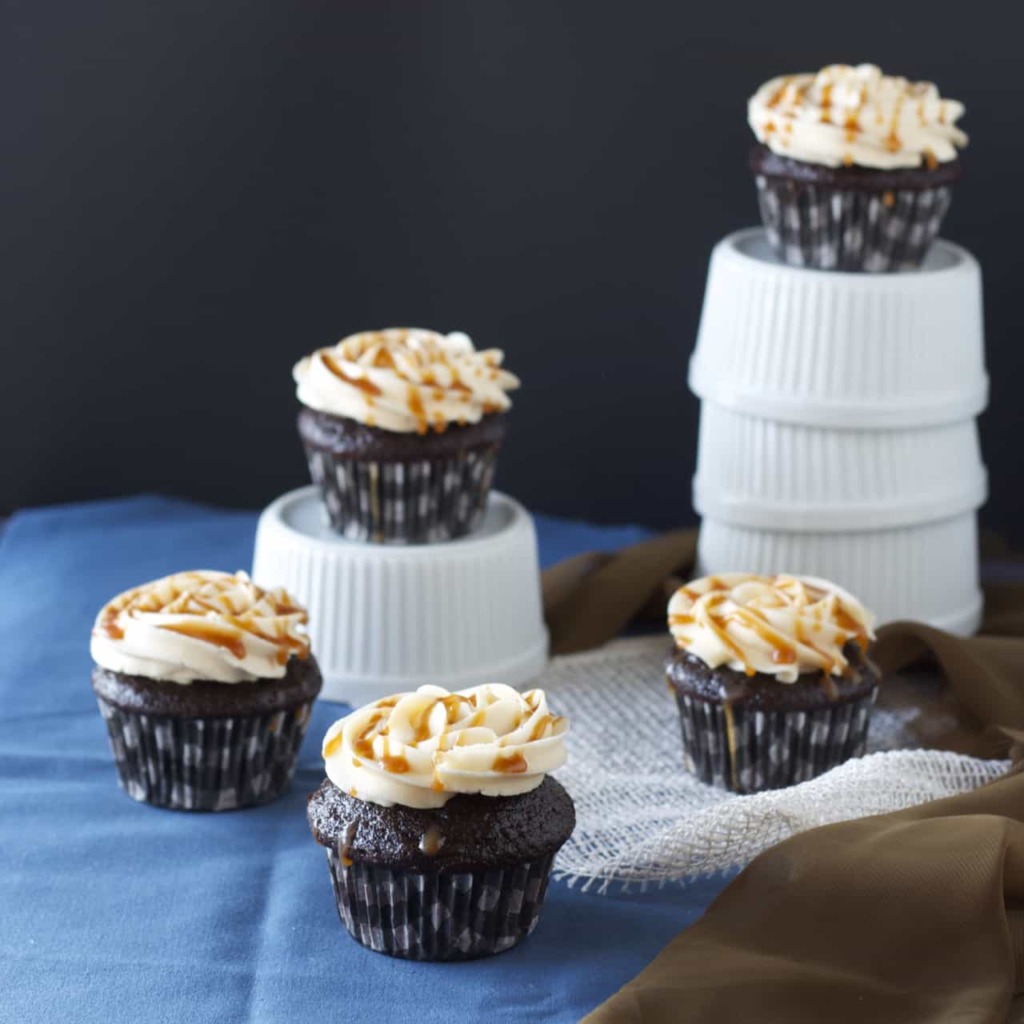 Chocolate Cupcakes with Salted Caramel Frosting - Bake.Eat.Repeat.