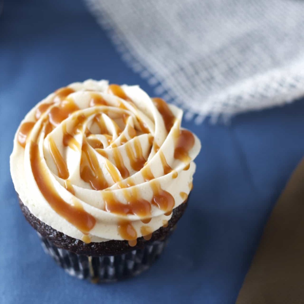 Chocolate Cupcakes with Salted Caramel Frosting - Bake.Eat.Repeat.