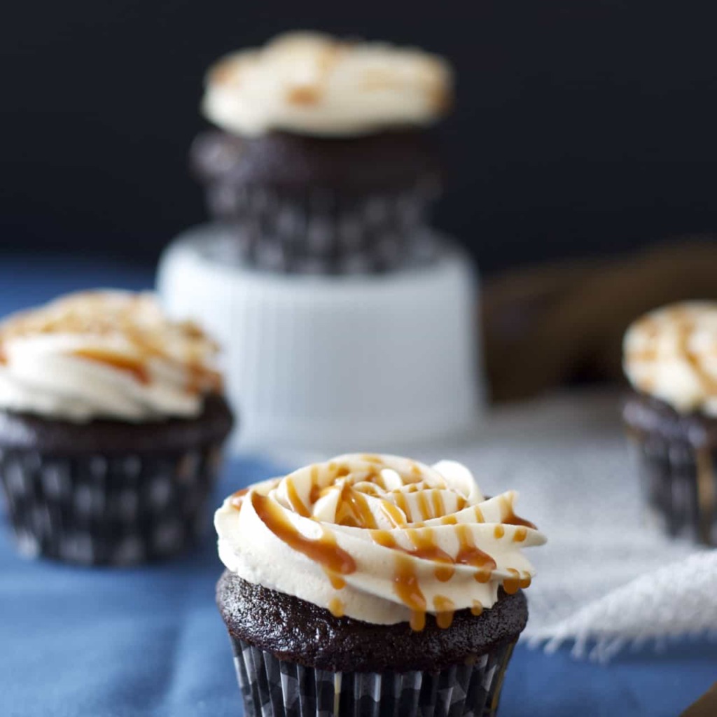 Chocolate Cupcakes with Salted Caramel Frosting - Bake.Eat.Repeat.