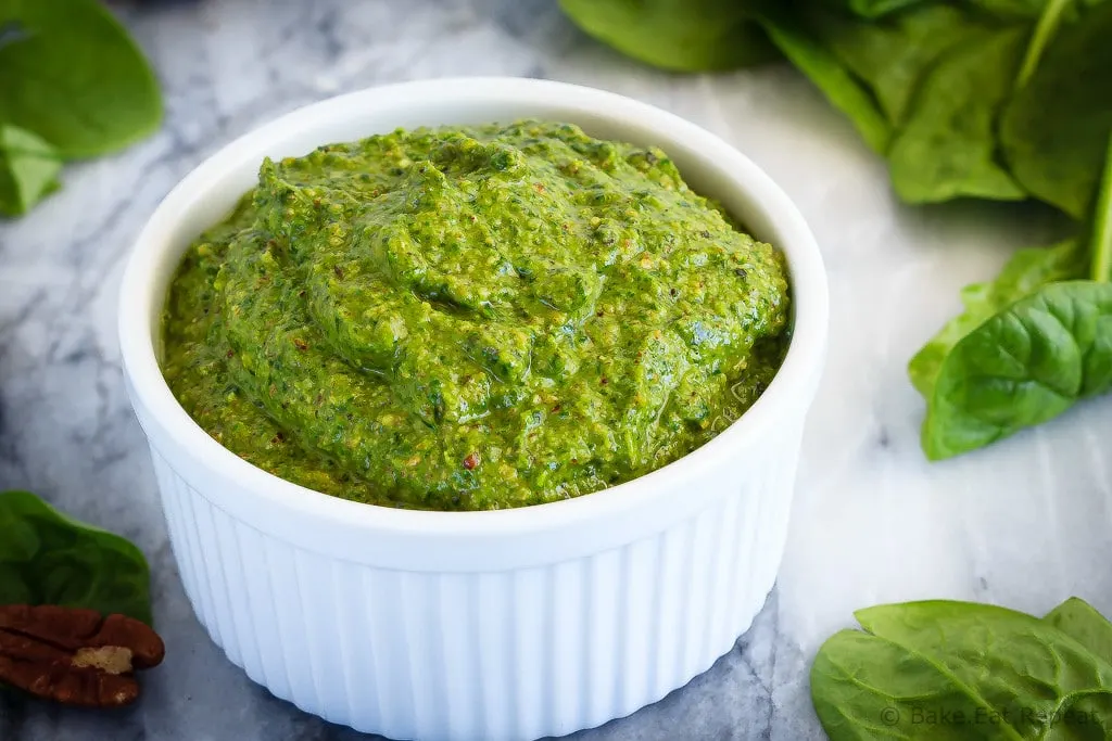 This spinach pesto is so quick and easy to make, you'll wonder why you ever bought pesto! It's the perfect, flavourful addition in so many recipes!