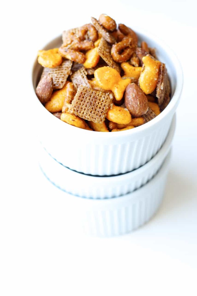 Sweet and Spicy Snack Mix - This snack mix is quick and easy to mix up, with an addictive sweet and spicy coating. Perfect to pack in a lunch, or just eat up straight off the pan!