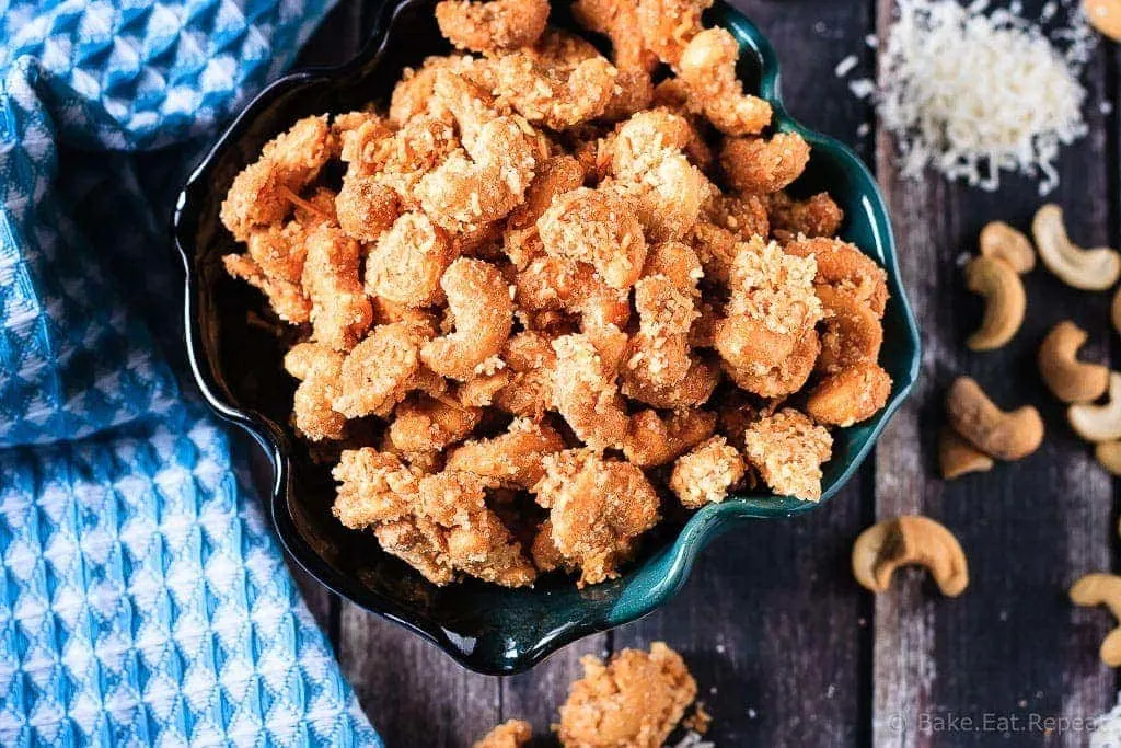 Coconut Cashews - These candied coconut cashews are completely addictive. So good that you will not want to stop eating them until they're gone. And then you have to make more.