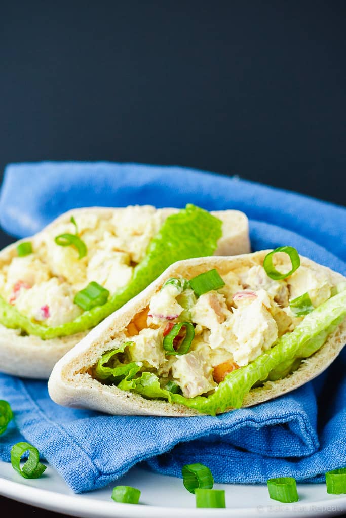 Curried Chicken Salad - This curried chicken salad is fast and easy to make, and makes a great lunch. It's also lightened up with Greek yogurt so it's healthy as well as delicious!