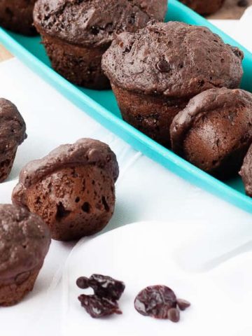 Healthy Double Chocolate Cherry Muffins