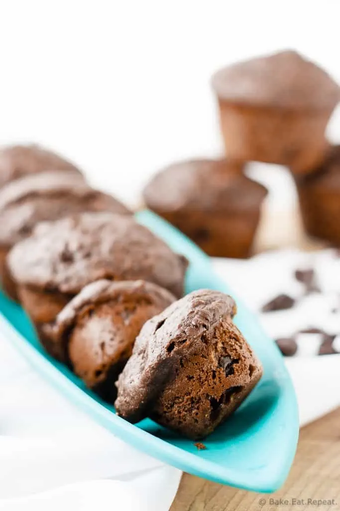 Healthy Double Chocolate Cherry Muffins - A double chocolate cherry muffin that is as tasty as it is healthy. Chocolate for breakfast anyone?