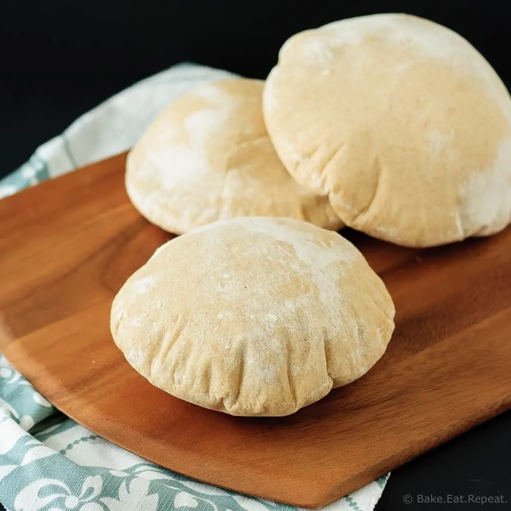 Whole Wheat Pita Bread - Homemade pita bread that is quick and easy and absolutely delicious! You'll never want to buy pita bread at the store again!