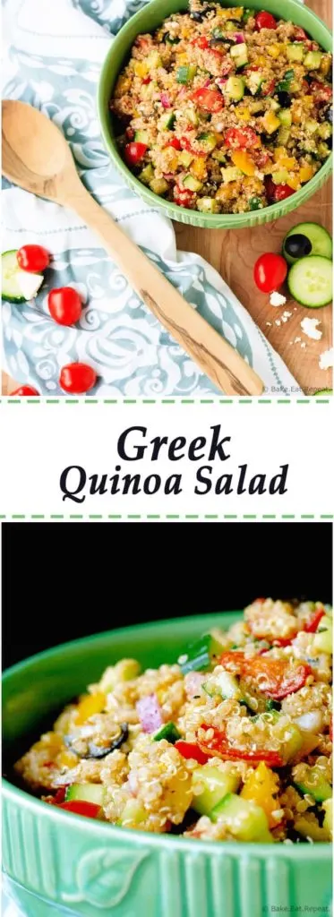 Greek Quinoa Salad - Quick and easy Greek quinoa salad that is great as either a side dish or your main meal. Plus it can be made ahead, and the leftovers are great for lunch!