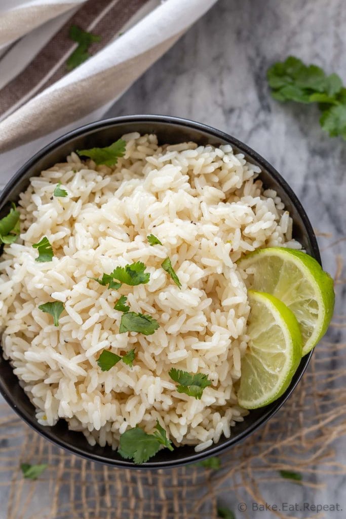 Coconut rice with lime and cilantro