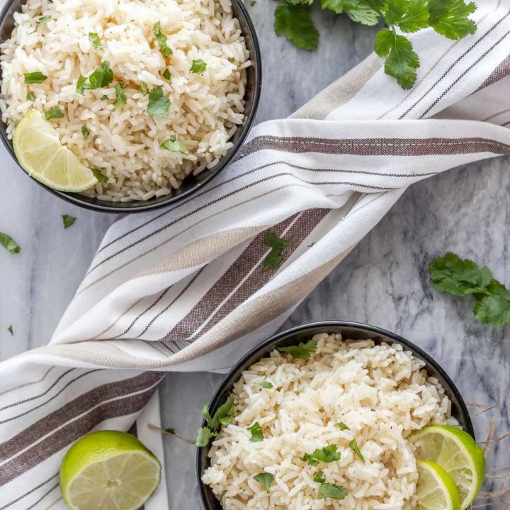 Bowls of coconut lime rice