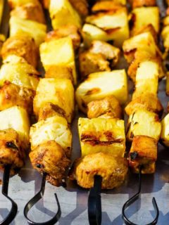 Lime Coconut Chicken Kabobs - Tasty lime coconut chicken kabobs with juicy pineapple that are quick to grill and easy to make! The perfect summertime dinner!