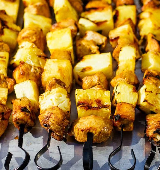 Lime Coconut Chicken Kabobs - Tasty lime coconut chicken kabobs with juicy pineapple that are quick to grill and easy to make! The perfect summertime dinner!