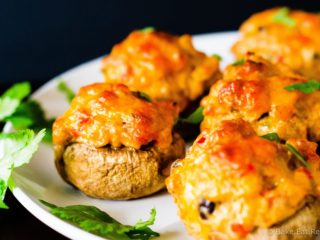 Cheesy Taco Stuffed Mushrooms - Easy to make cheesy taco stuffed mushrooms, a perfect appetizer. Plus they freeze well and can be made ahead of time!