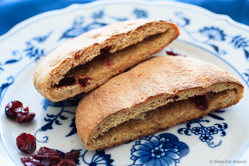 Cranberry Orange Breakfast Pitas - Whole grain breakfast pitas flavoured with cranberry and orange. A great way to change up your morning meal!