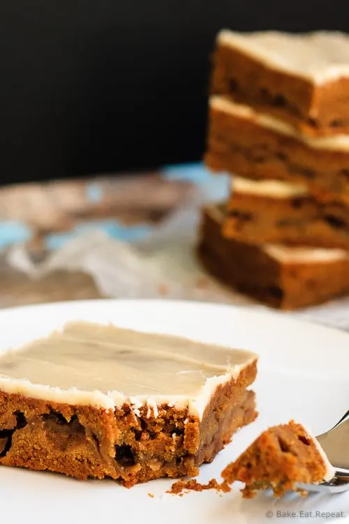 Molasses Apple Bars with a Brown Butter Glaze - Chewy molasses apple bars filled with warm spices and topped with a divine brown butter glaze. These bars are the perfect fall treat!