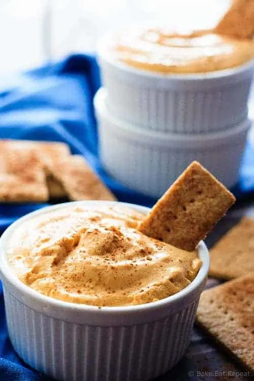 Pumpkin Pie Dip - A quick and easy pumpkin pie dip that tastes just like pumpkin pie, but in dip form! Serve it with graham crackers and fruit for a perfect light dessert!