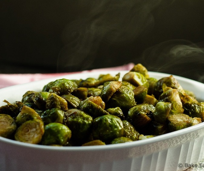 Maple Balsamic Roasted Brussels Sprouts - An easy side dish that is perfect for your Thanksgiving meal!