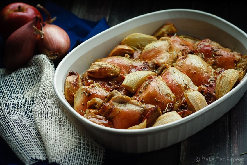 Baked Rosemary Chicken with Apples - Baked rosemary chicken with apples is fast and easy to prepare and the whole family will love it!