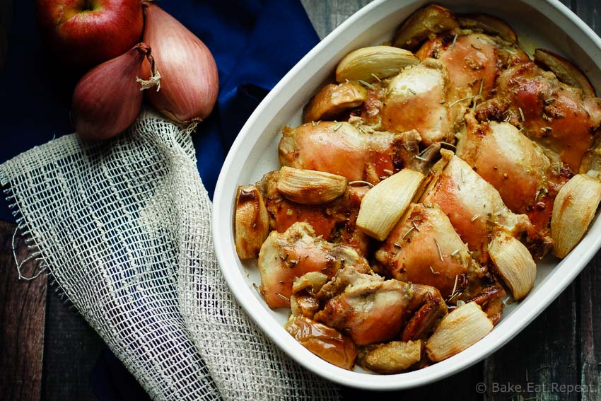 Baked Rosemary Chicken with Apples - Baked rosemary chicken with apples is fast and easy to prepare and the whole family will love it!