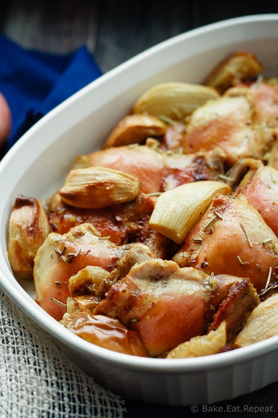 Baked Rosemary Chicken with Apples - Baked rosemary chicken with apples is fast and easy to prepare and the whole family will love it!