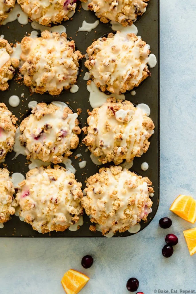 orange muffins with a crumb topping