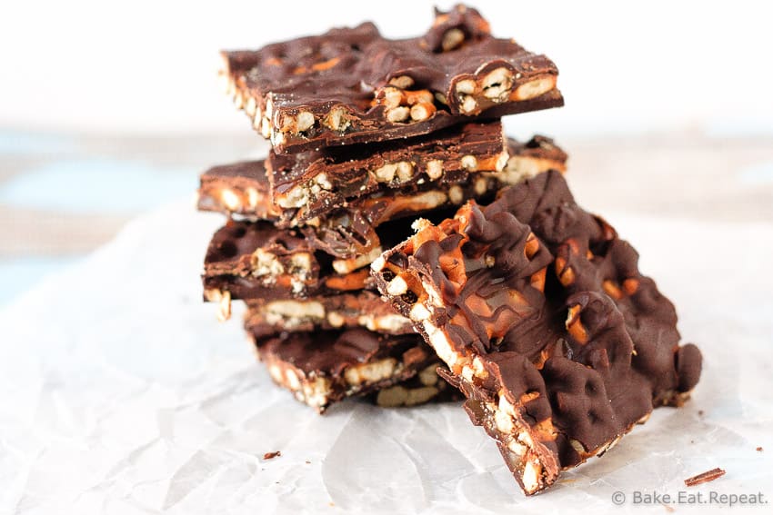 Salted Caramel Pretzel Bark - Easy to make salted caramel pretzel bark that is the perfect decadent treat or gift for Christmas. This stuff is just incredible - sweet, salty, perfect.